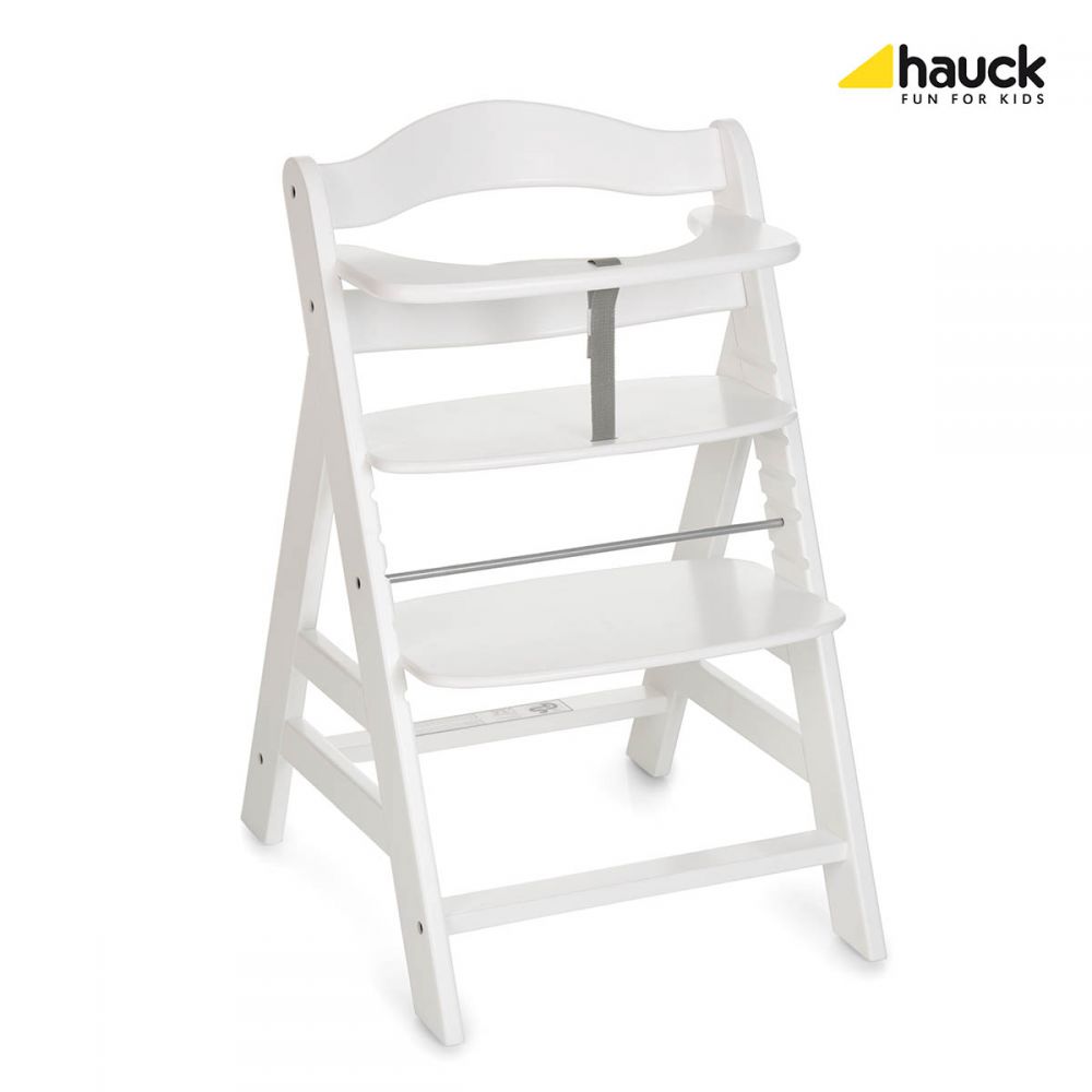 hauck AlphaPlus Grow Along Wooden High Chair w/Grey Tray & Seat Cushion 