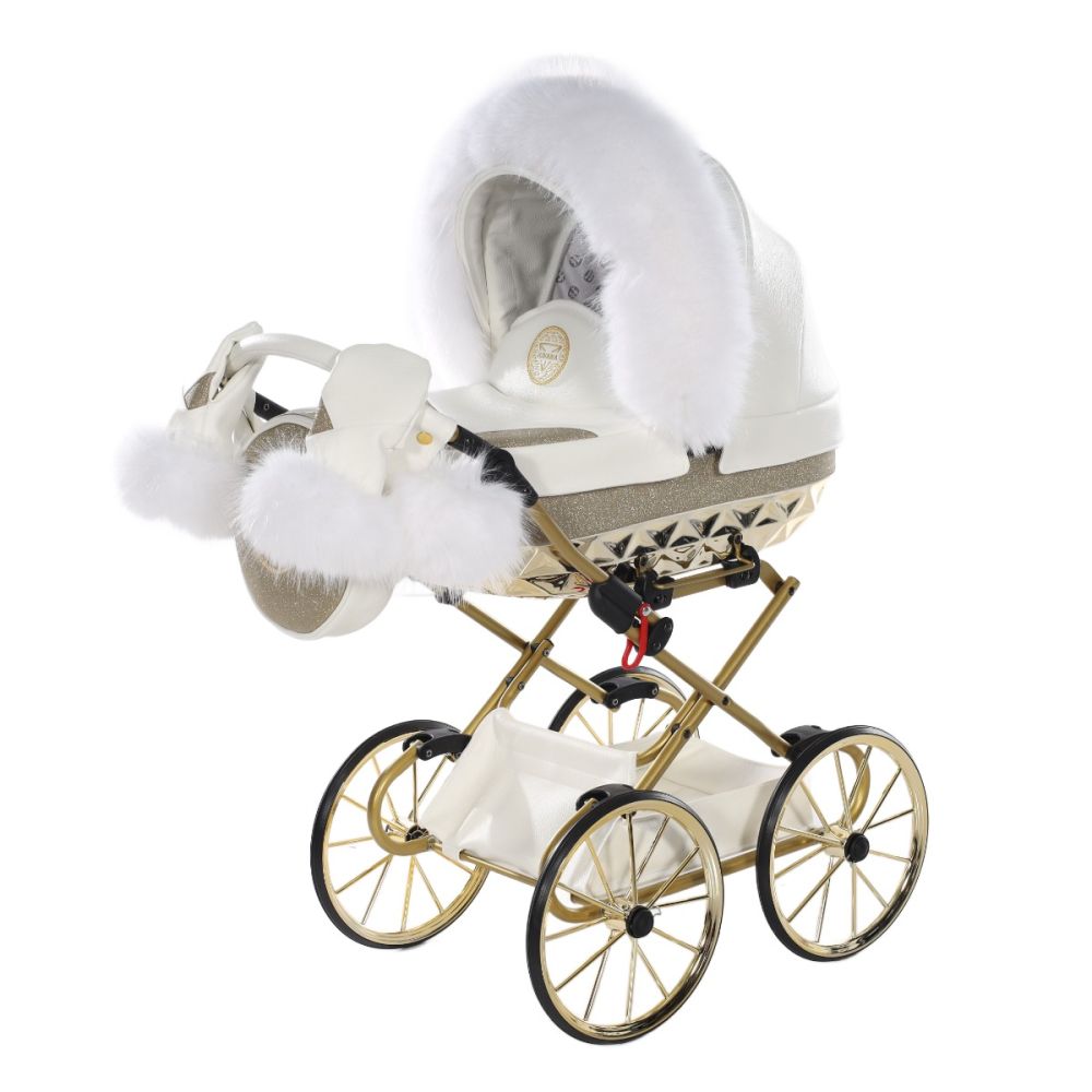 Junama Handcraft Glitter Dolls Pram White Gold Babylicious Hoylake Babylicious Hoylake