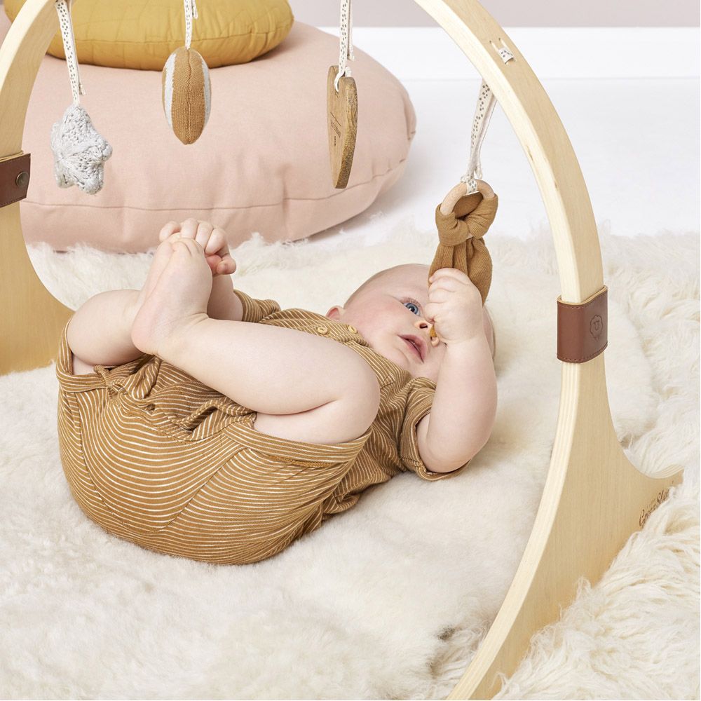 The Little Green Sheep Curved Wooden Baby Play Gym Charms Set Rainbow Honey Babylicious Hoylake Babylicious Hoylake