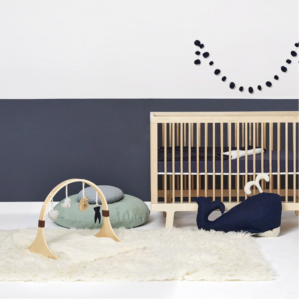 The Little Green Sheep Curved Wooden Baby Play Gym Charms Set Ocean Whale
