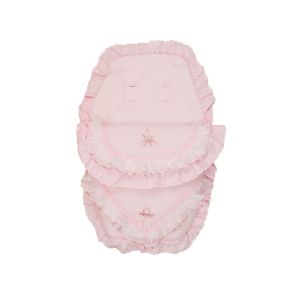 Cuddles Collection Heritage Footmuff Silver Edge Voile Pink