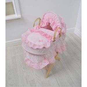 Baby Dolls Luxury Pink Sparkle Moses Basket with Stand Cuddles