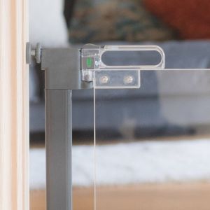 Fred Pressure Fit Clear-View Stairgate Clear Acrylic Panel Dark Grey Fittings